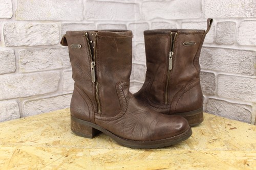Brown leather mid calf - leather, biker